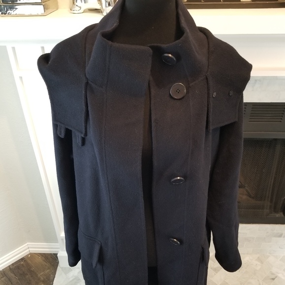 Theory Womens Wool Cashmere Duffle Coat Navy - Picture 10 of 10